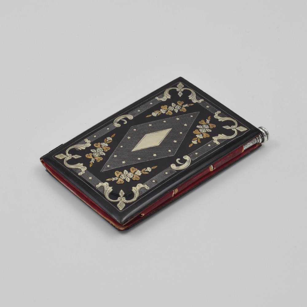 French Lacquered Silver & Gold Inlay Aide Memoire Sampson Mordan Silver & Citrine Pencil View XIV