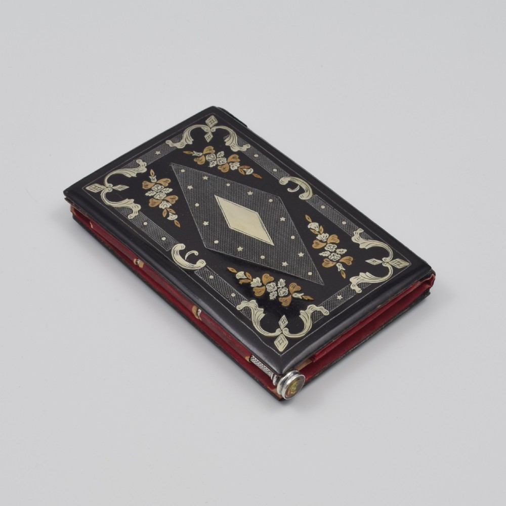 French Lacquered Silver & Gold Inlay Aide Memoire Sampson Mordan Silver & Citrine Pencil View XVI