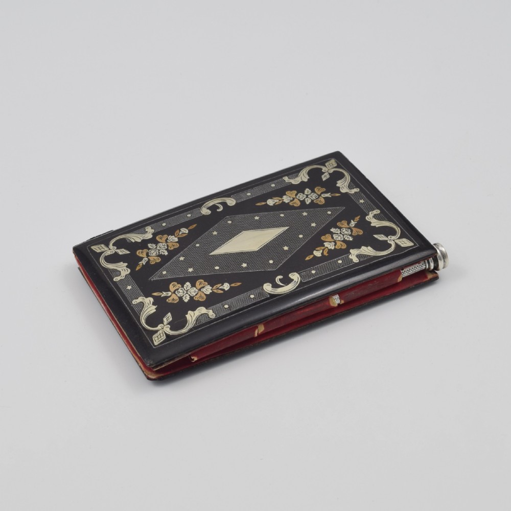 French Lacquered Silver & Gold Inlay Aide Memoire Sampson Mordan Silver & Citrine Pencil View XVIII