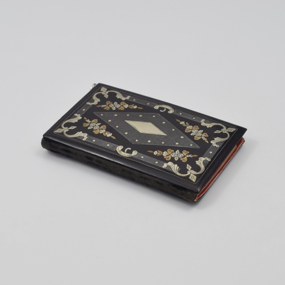 French Lacquered Silver & Gold Inlay Aide Memoire Sampson Mordan Silver & Citrine Pencil View XIX