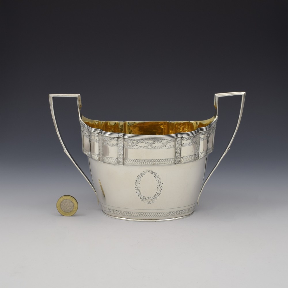 George III Large Silver Twin Handled Sugar Bowl / Bonbon Basket 1798 Georgian View II