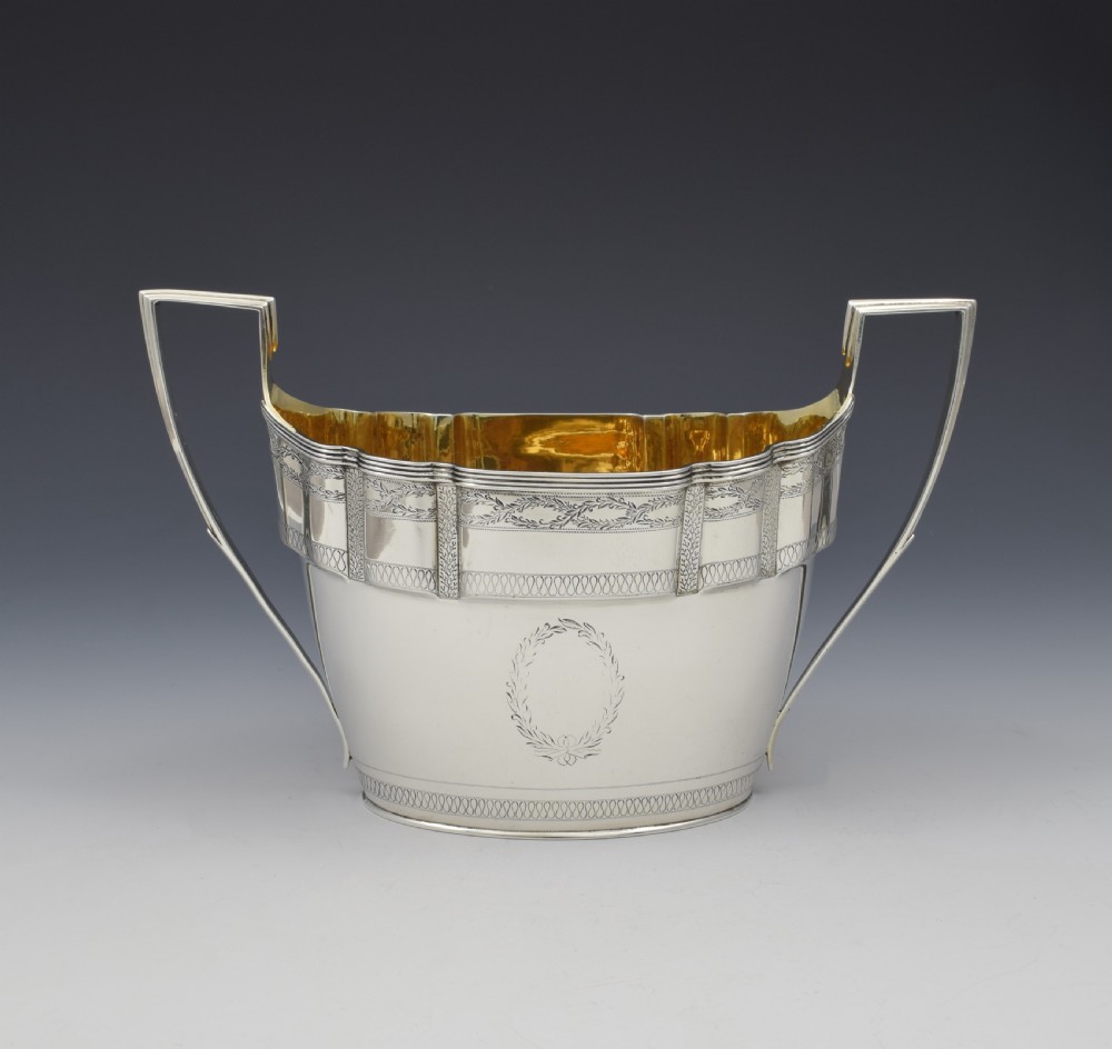 George III Large Silver Twin Handled Sugar Bowl / Bonbon Basket 1798 Georgian View VI