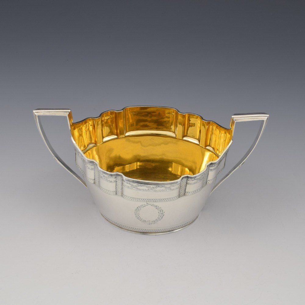 George III Large Silver Twin Handled Sugar Bowl / Bonbon Basket 1798 Georgian View XI