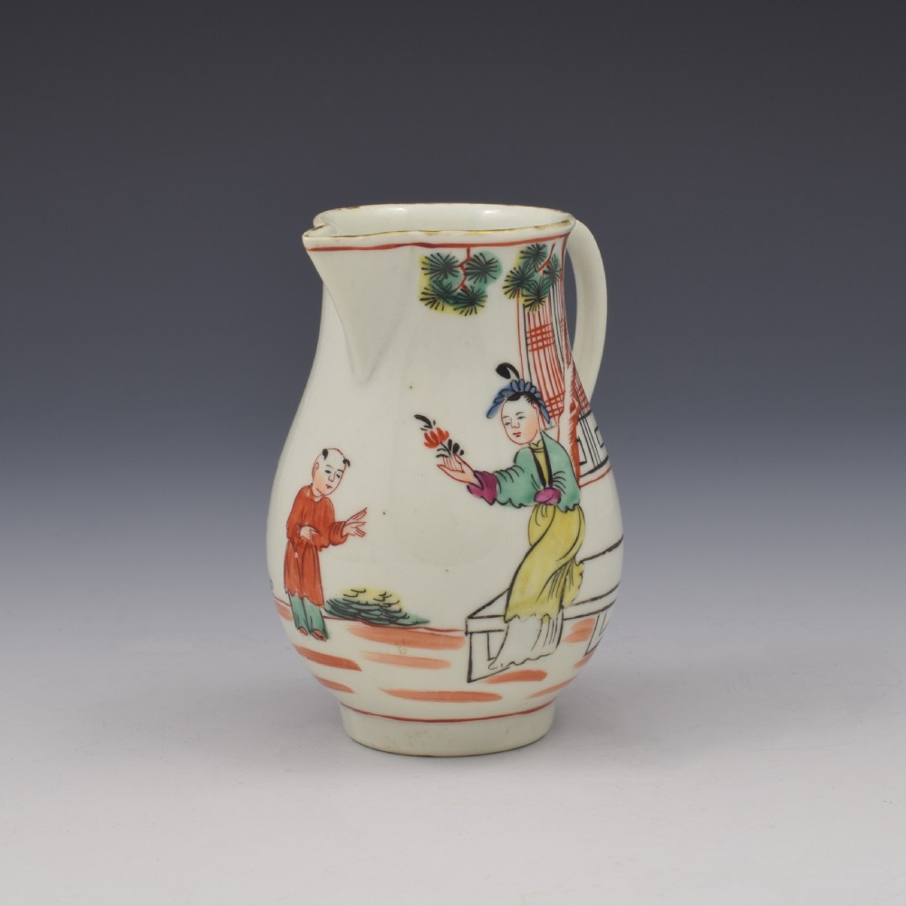 First Period Worcester Porcelain Mandarin Pattern Sparrow Beak Milk Jug c.1775 View II