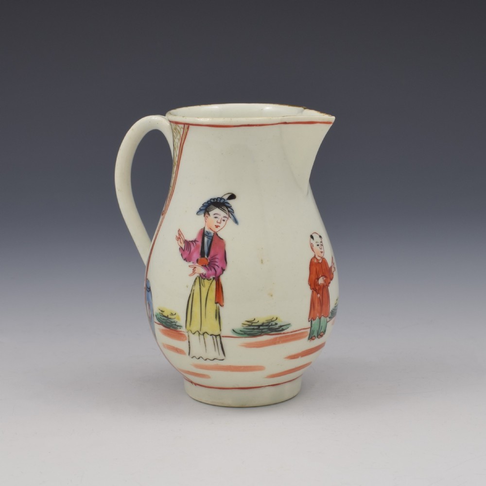 First Period Worcester Porcelain Mandarin Pattern Sparrow Beak Milk Jug c.1775 View IV