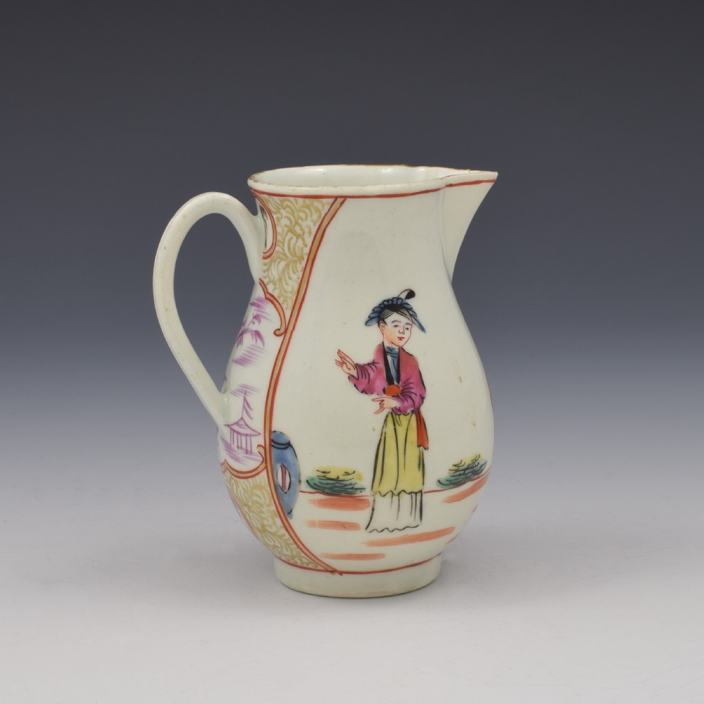First Period Worcester Porcelain Mandarin Pattern Sparrow Beak Milk Jug c.1775 View V