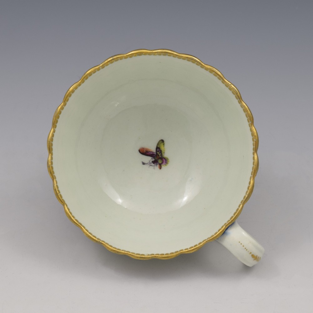 First Period Worcester Porcelain Fancy Birds Fluted Tea Cup c.1785 View VII