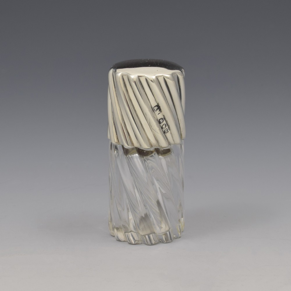 Victorian Spiral Fluted Silver & Cut Glass Scent Perfume Bottle Sampson Mordan & Co.