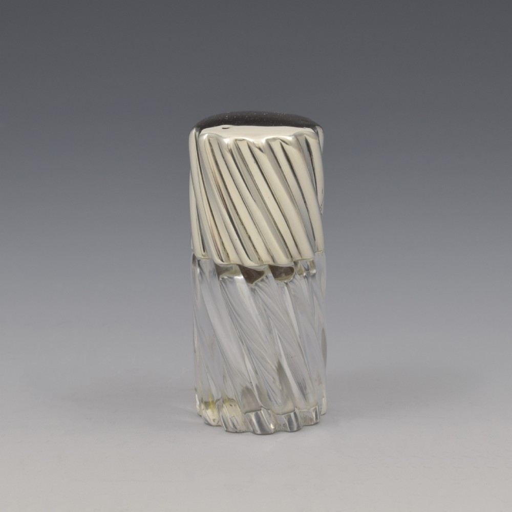 Victorian Spiral Fluted Silver & Cut Glass Scent Perfume Bottle Sampson Mordan & Co. View II