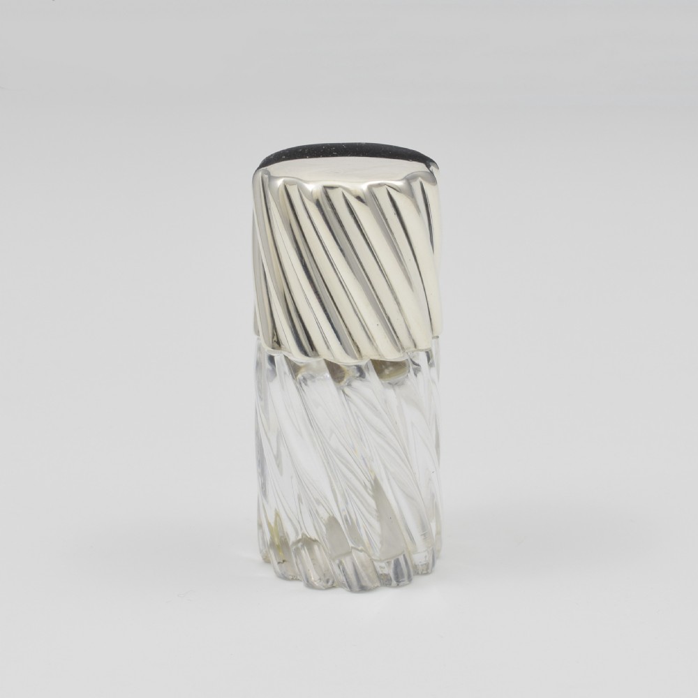Victorian Spiral Fluted Silver & Cut Glass Scent Perfume Bottle Sampson Mordan & Co. View III
