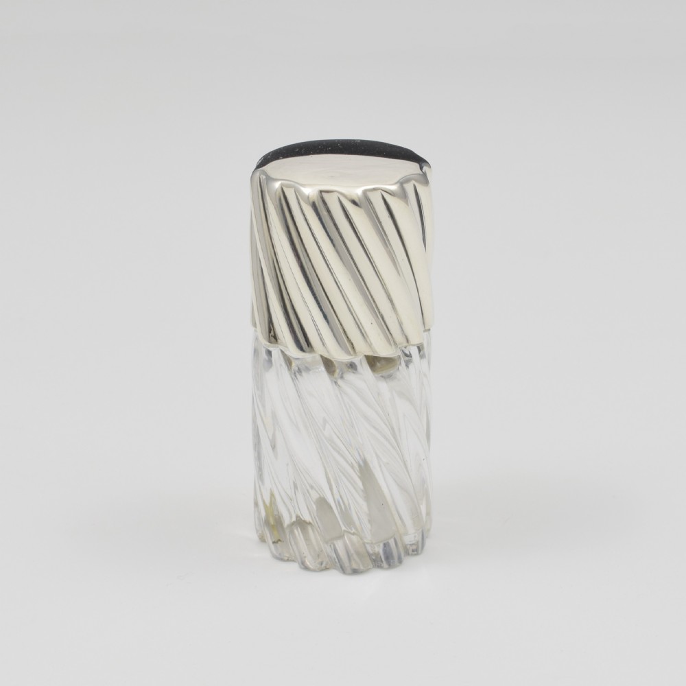 Victorian Spiral Fluted Silver & Cut Glass Scent Perfume Bottle Sampson Mordan & Co. View IV