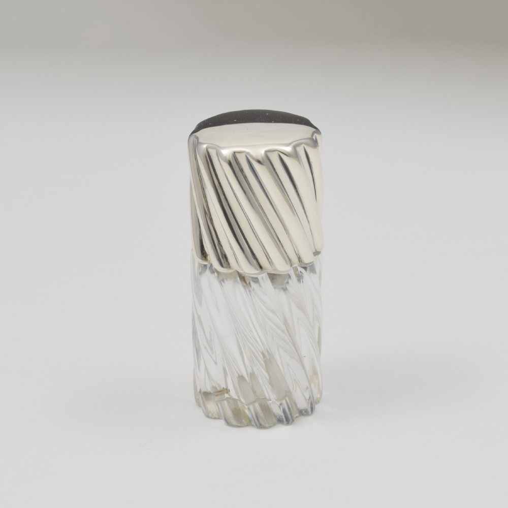 Victorian Spiral Fluted Silver & Cut Glass Scent Perfume Bottle Sampson Mordan & Co. View VI