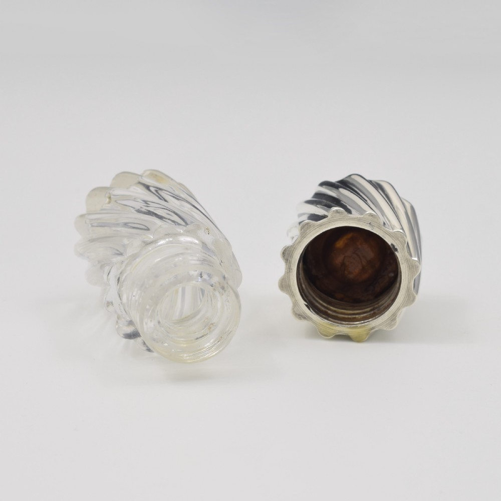 Victorian Spiral Fluted Silver & Cut Glass Scent Perfume Bottle Sampson Mordan & Co. View XII