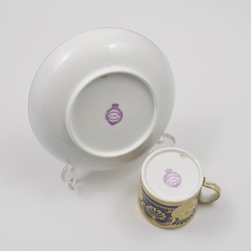 Rare Davenport Porcelain Small Coffee Can & Saucer c.1830 View X