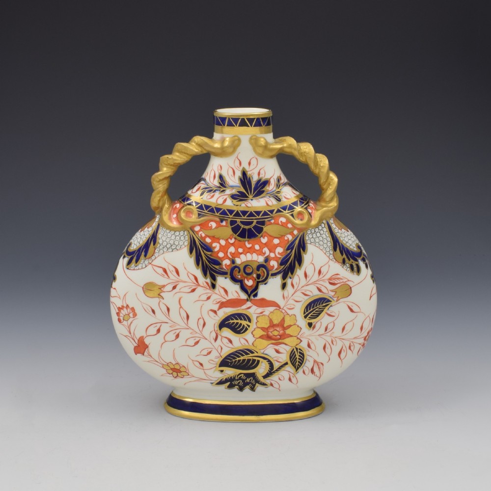 Fine Victorian Davenport Porcelain Imari Moon Flask Vase c.1880