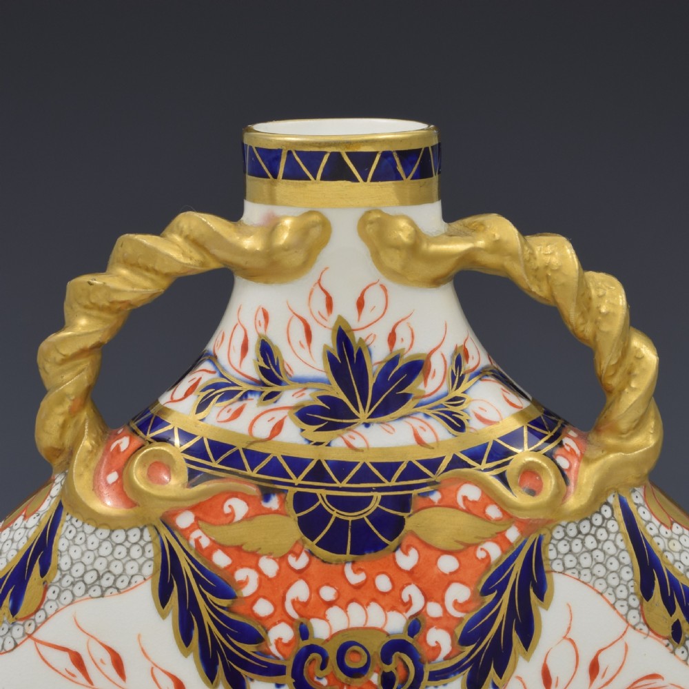 Fine Victorian Davenport Porcelain Imari Moon Flask Vase c.1880 View VII