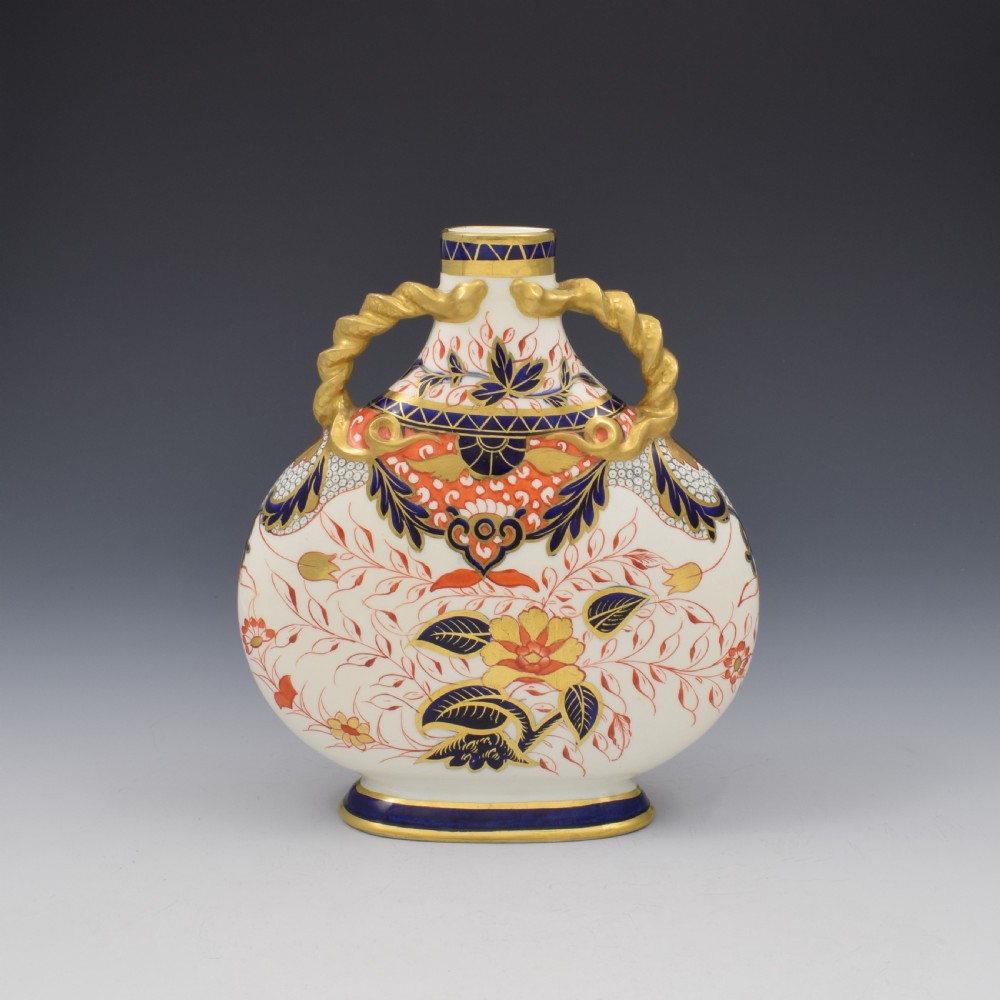 Fine Victorian Davenport Porcelain Imari Moon Flask Vase c.1880 View IX