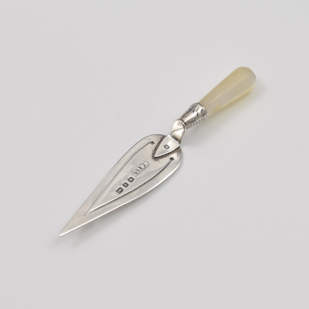 Victorian Novelty Trowel Mother Of Pearl & Silver Bookmark Adie &Lovekin