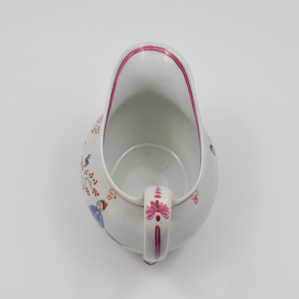 Georgian New Hall Porcelain Cream / Milk Jug Boy & Butterfly Pattern 421 View XI