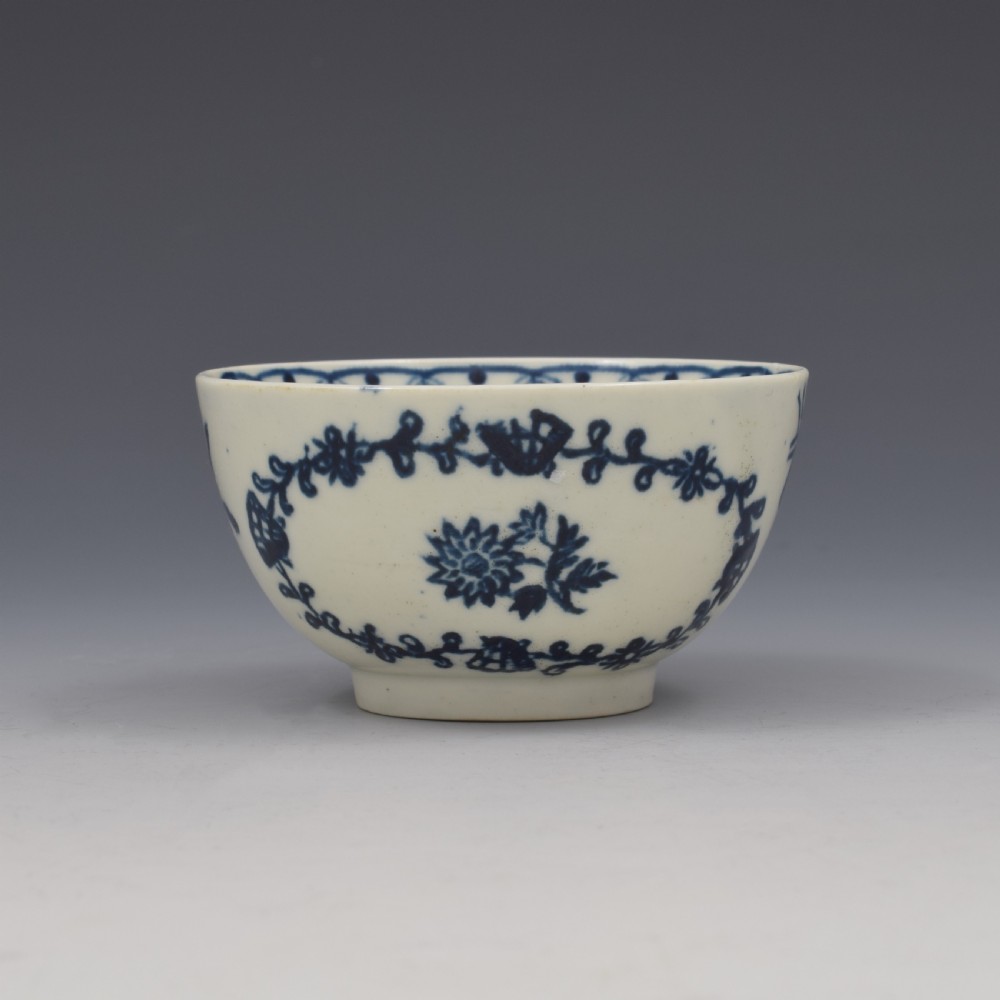 Liverpool Pennington Porcelain Tea Bowl & Saucer Scallop Shell & Flower Pattern c.1775 View III