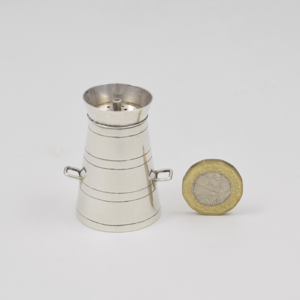 Victorian Novelty Silver Miniature Milk Churn Pepper Pot Haseler Brothers Pepperette View III