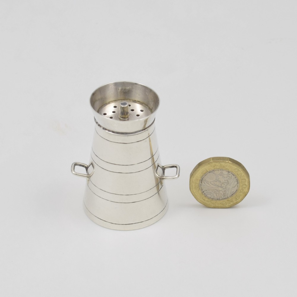 Victorian Novelty Silver Miniature Milk Churn Pepper Pot Haseler Brothers Pepperette View IV