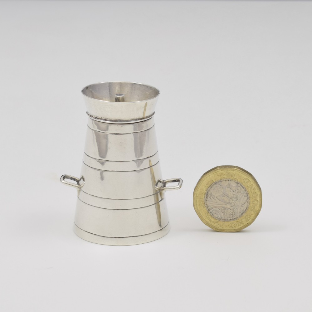 Victorian Novelty Silver Miniature Milk Churn Pepper Pot Haseler Brothers Pepperette View V