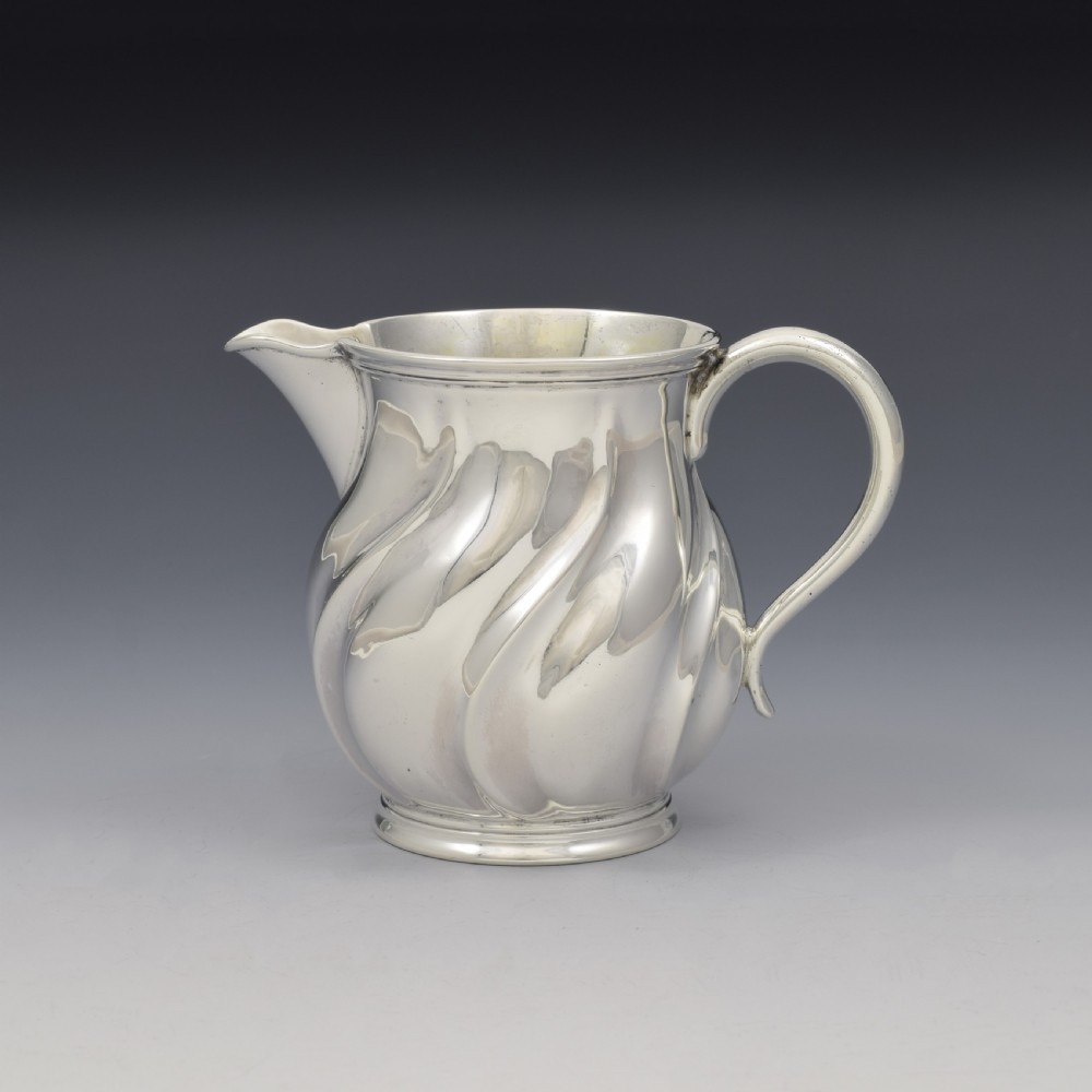 Unusual William IV Spiral Fluted Wrythen Silver Milk / Cream Jug