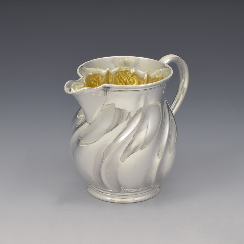 Unusual William IV Spiral Fluted Wrythen Silver Milk / Cream Jug View III
