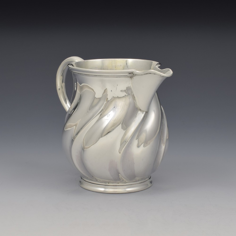 Unusual William IV Spiral Fluted Wrythen Silver Milk / Cream Jug View VIII