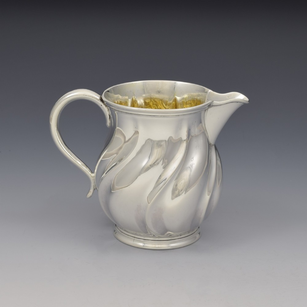Unusual William IV Spiral Fluted Wrythen Silver Milk / Cream Jug View X