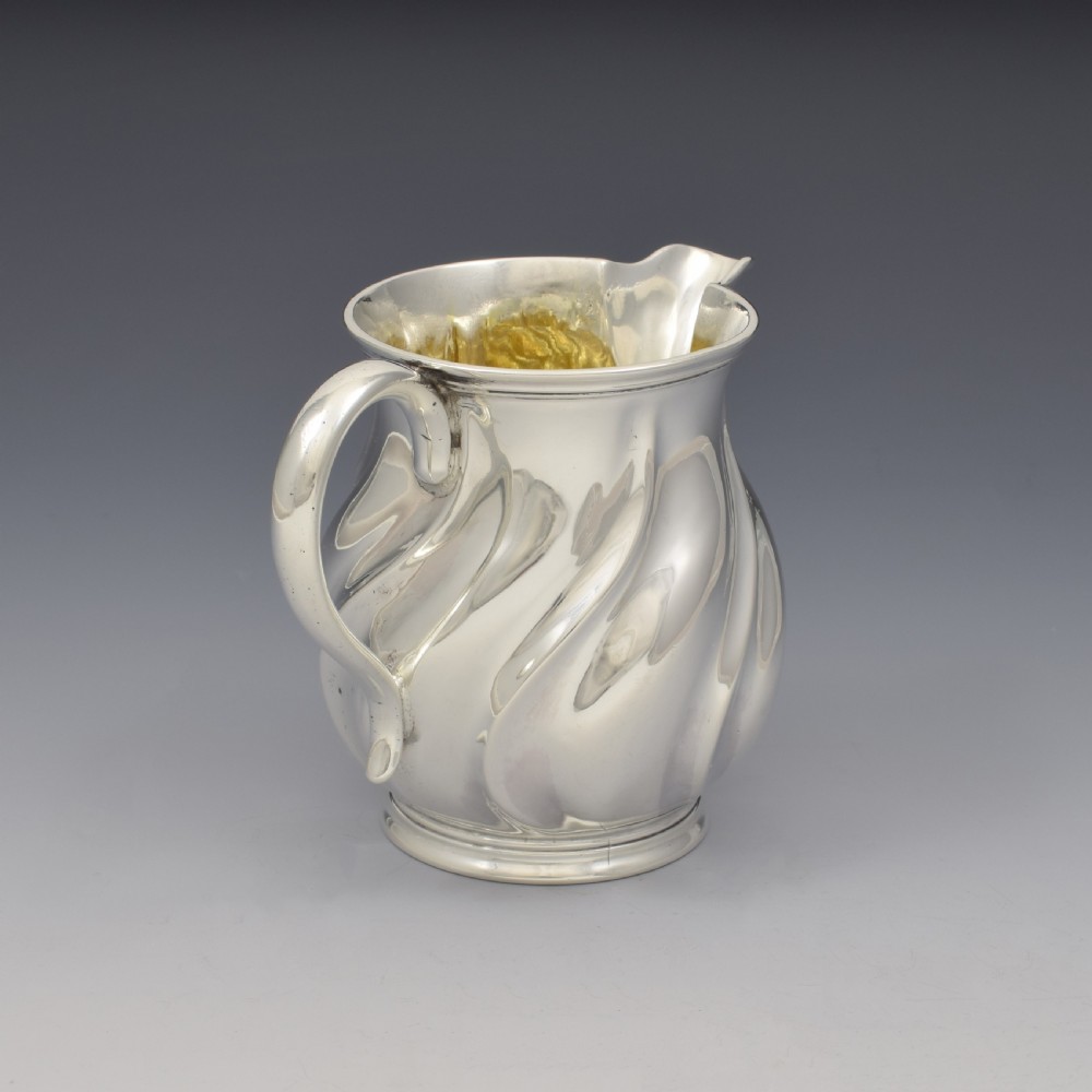 Unusual William IV Spiral Fluted Wrythen Silver Milk / Cream Jug View XI