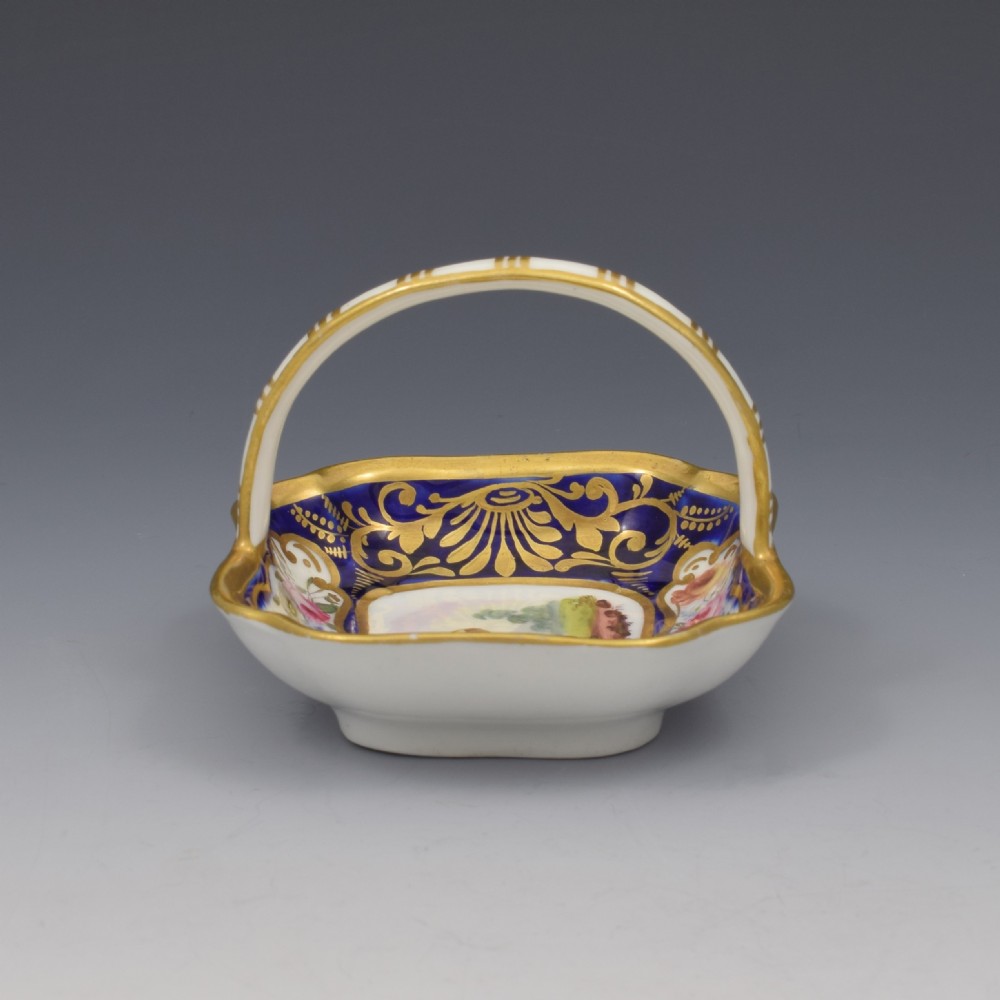 Small English Porcelain (Probably Spode) Basket / Bonbon Trinket Dish c.1815 View V