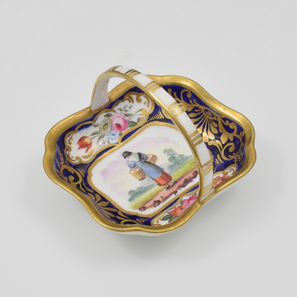 Small English Porcelain (Probably Spode) Basket / Bonbon Trinket Dish c.1815 View VIII