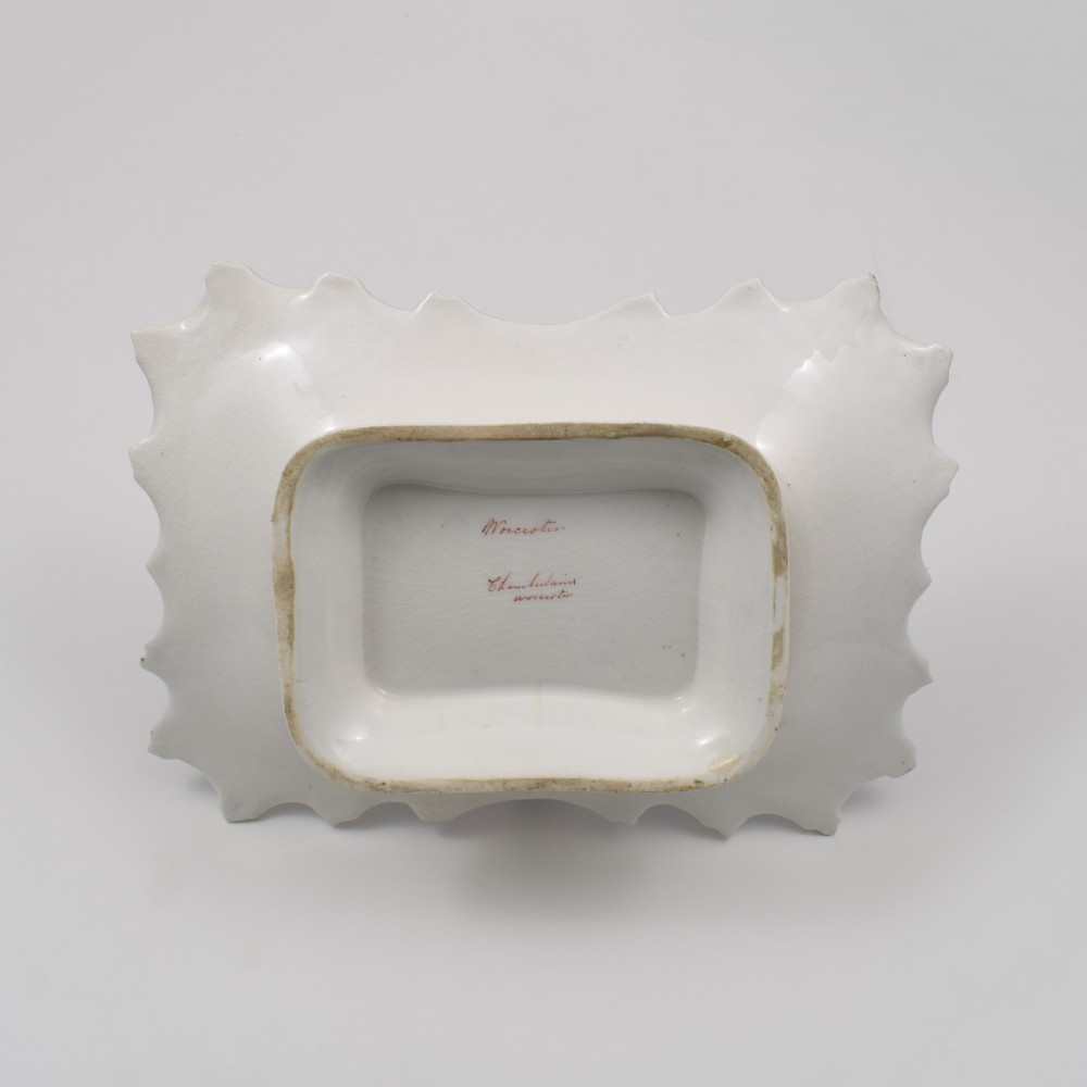 Chamberlain Worcester Porcelain Basket / Card Tray View Of Worcester c.1840 View XI