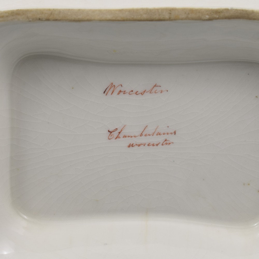 Chamberlain Worcester Porcelain Basket / Card Tray View Of Worcester c.1840 View XII