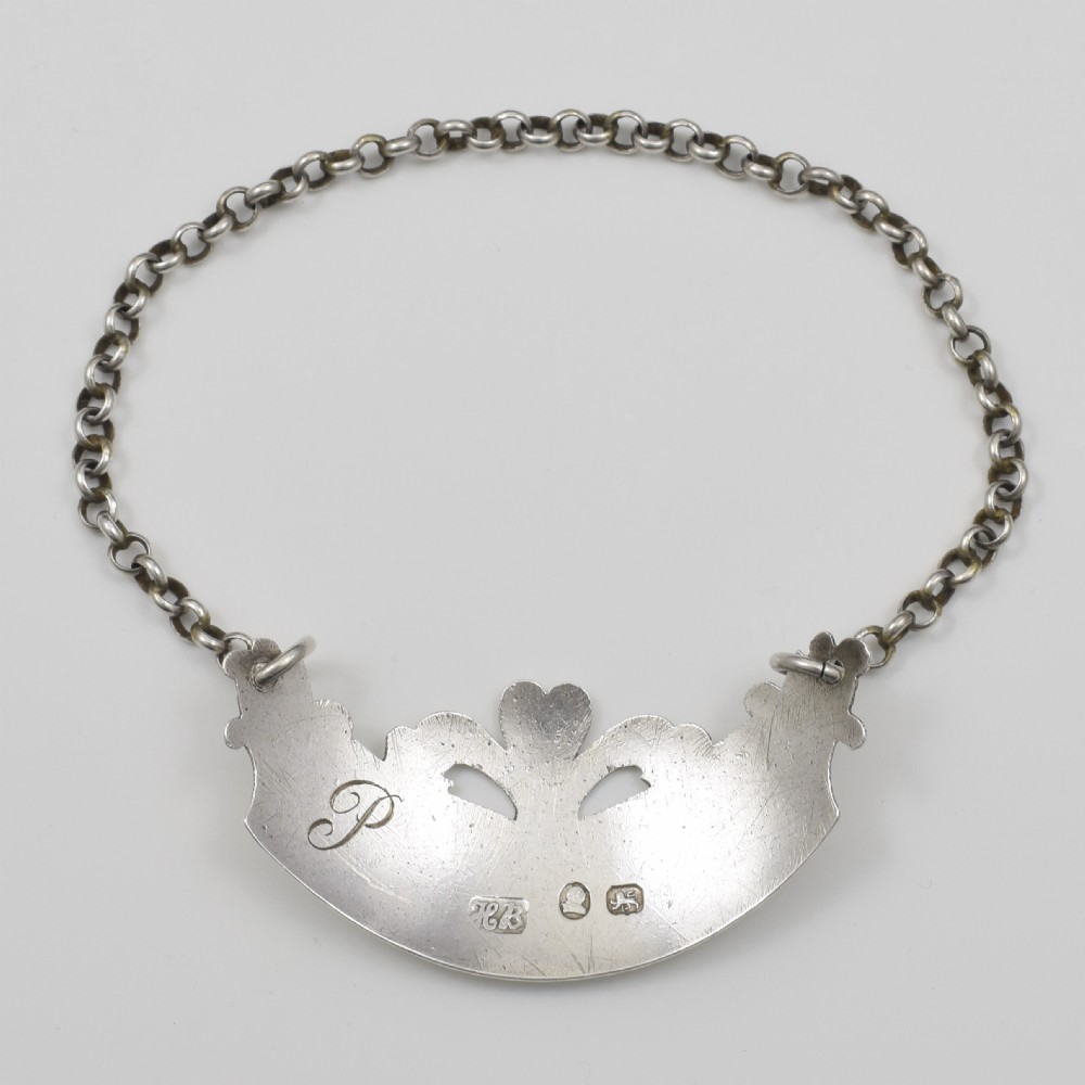 Georgian Silver Hester Bateman Prince Of Wales Feathers Madeira Decanter Wine Label c.1786 View V