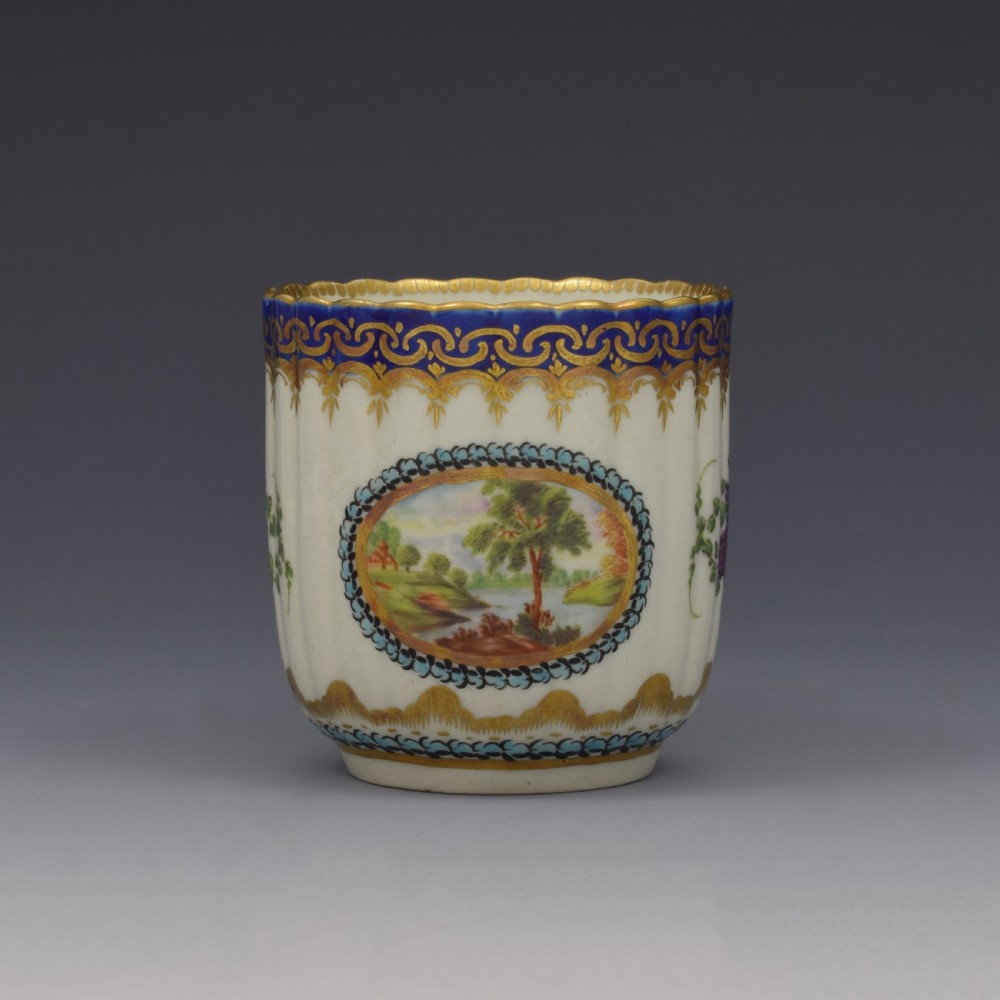 First Period Worcester Porcelain Coffee Cup Dalhousie Pattern c.1780 View II