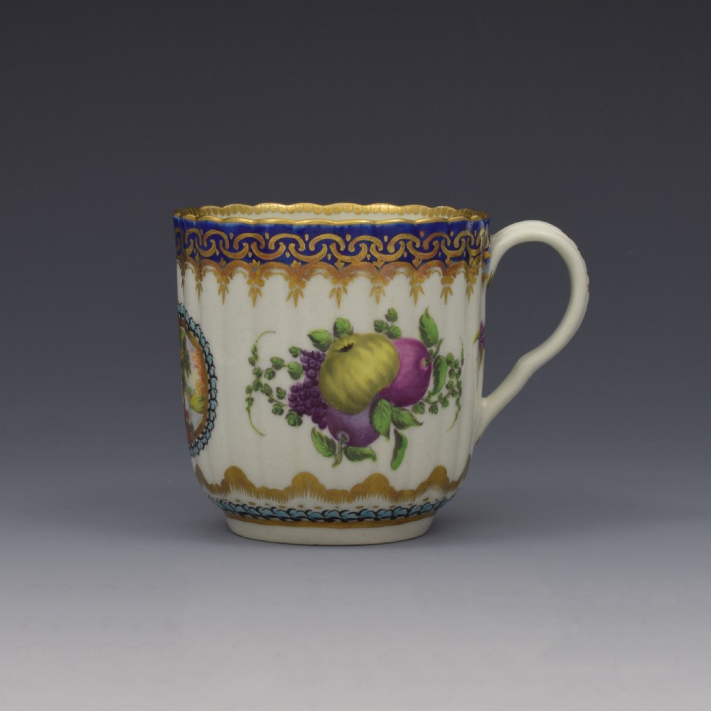 First Period Worcester Porcelain Coffee Cup Dalhousie Pattern c.1780 View III