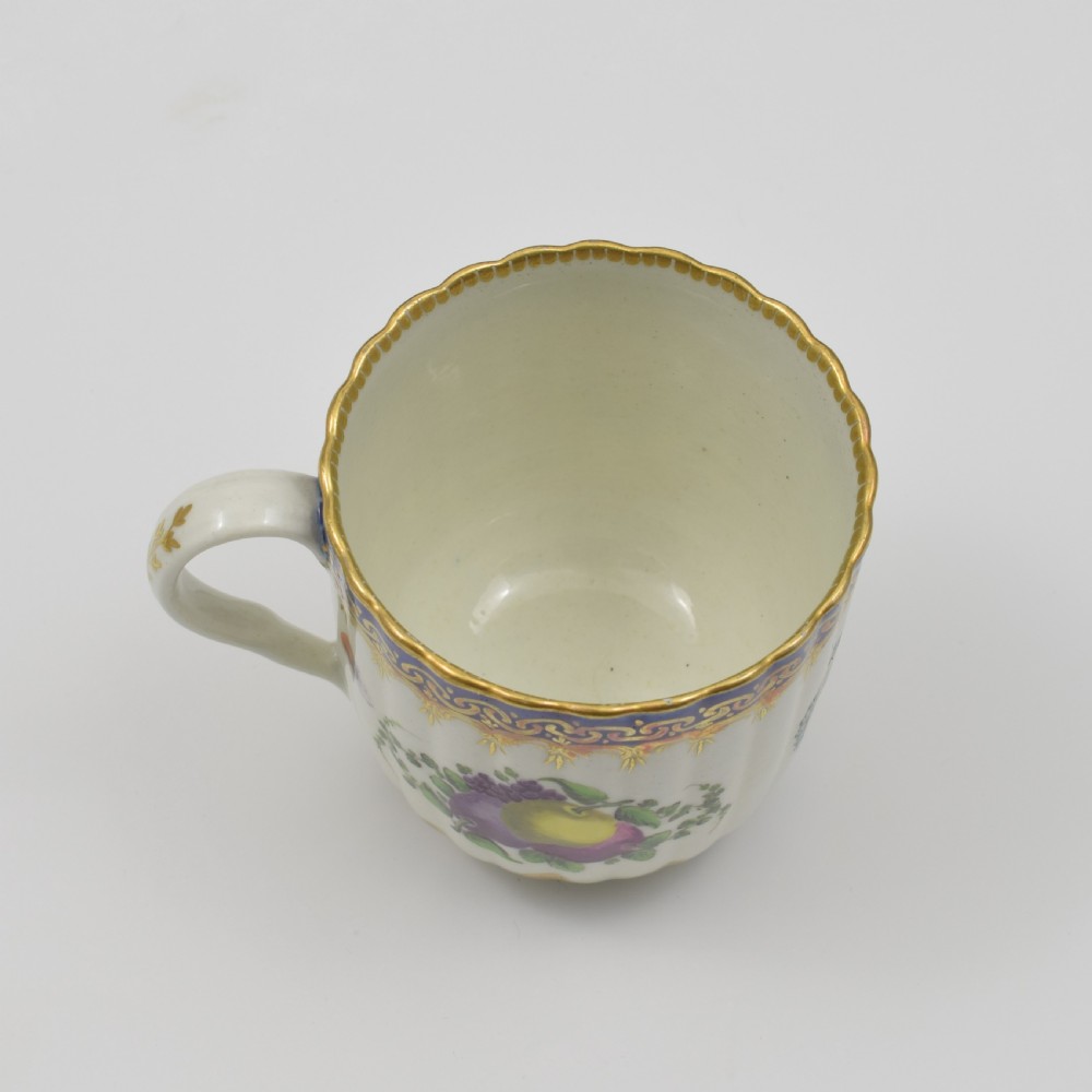 First Period Worcester Porcelain Coffee Cup Dalhousie Pattern c.1780 View VI