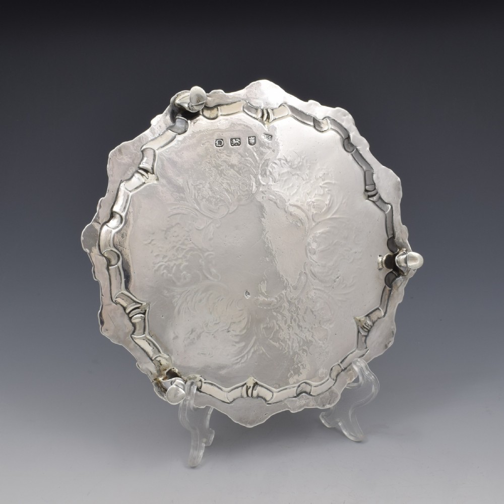 Fine Georgian Silver Waiter / Salver Ebenezer Coker 1769 View V