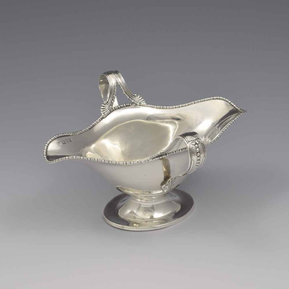 Striking Edwardian Silver Double Lipped Pedestal Sauce Boat Chester 1907 View II