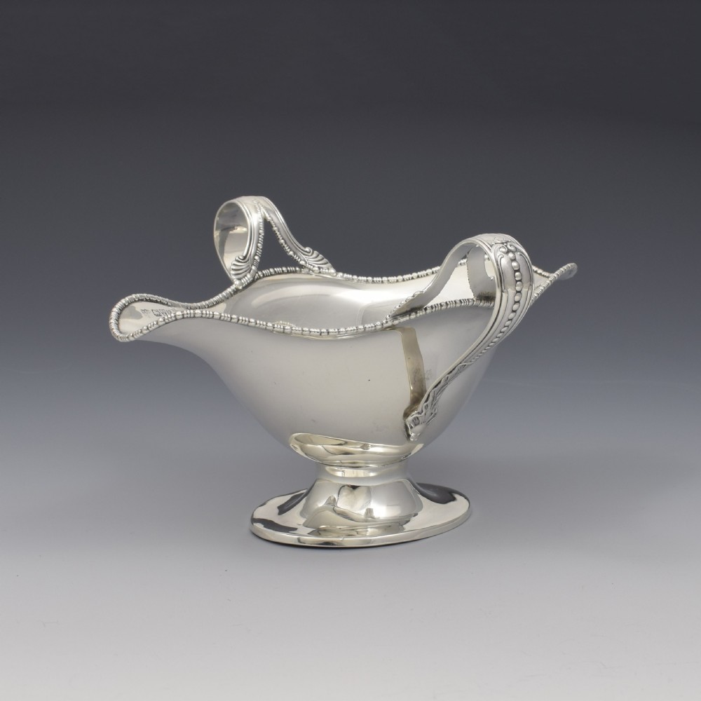 Striking Edwardian Silver Double Lipped Pedestal Sauce Boat Chester 1907 View VII
