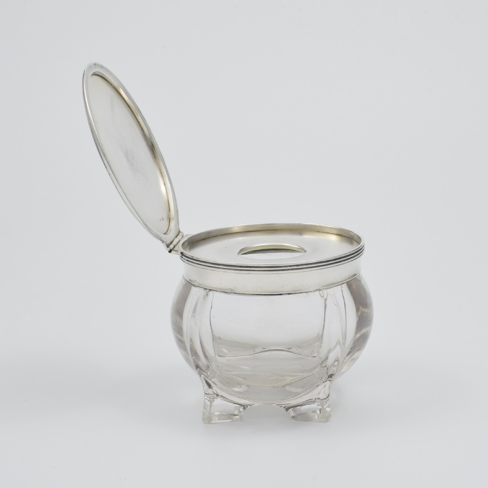 Fine Austrian Red Guilloche Enamel Silver & Cut Glass Jar Georg Adam Scheid c.1900 View XIV