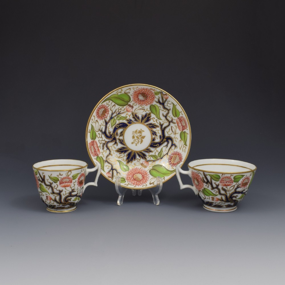 Fine English Regency Porcelain Teacup, Coffee Cup & Saucer Trio