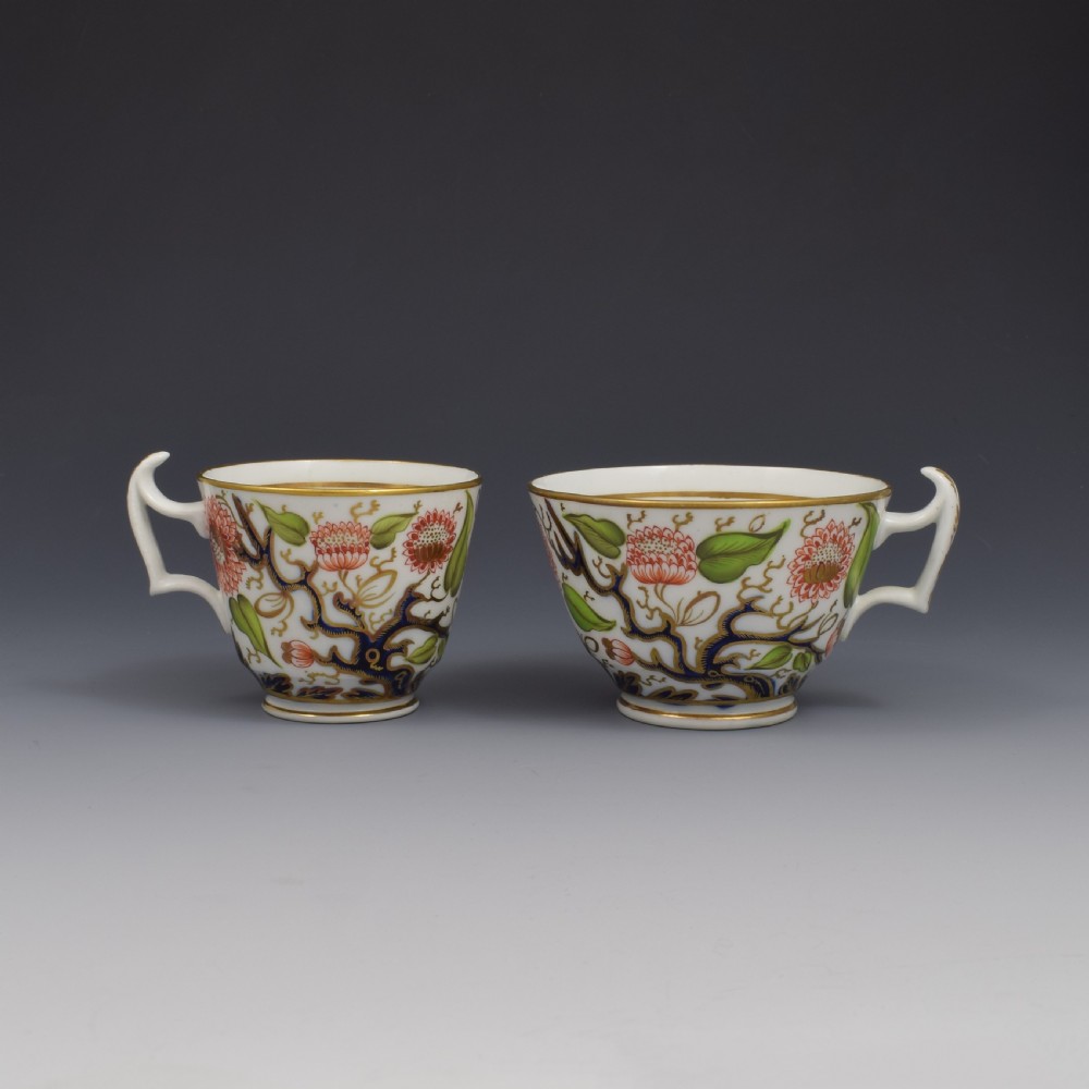 Fine English Regency Porcelain Teacup, Coffee Cup & Saucer Trio View V