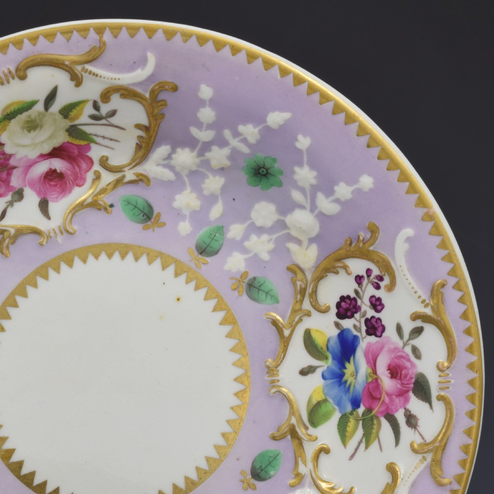 Regency English Ridgway Porcelain Acanthus Moulded Lilac Shell Dessert Dish c.1815 View IV