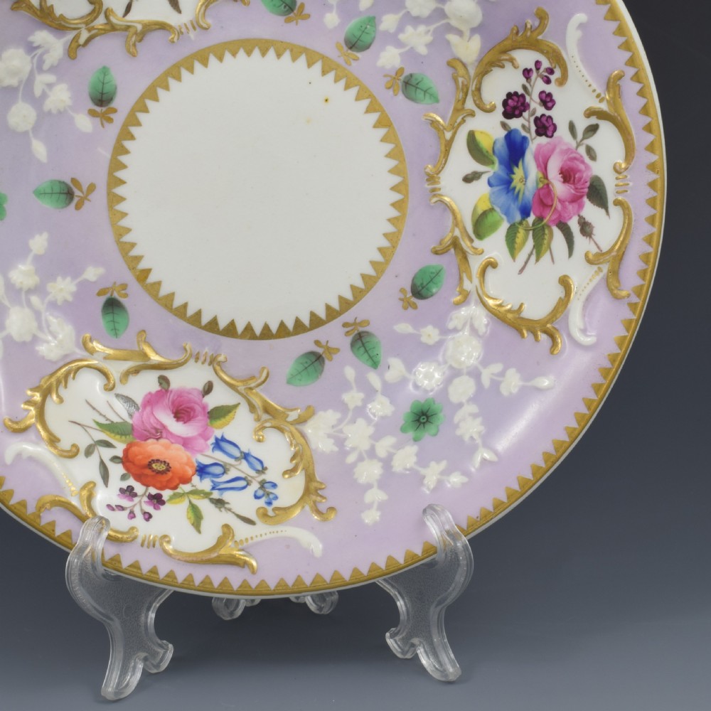 Regency English Ridgway Porcelain Acanthus Moulded Lilac Shell Dessert Dish c.1815 View V