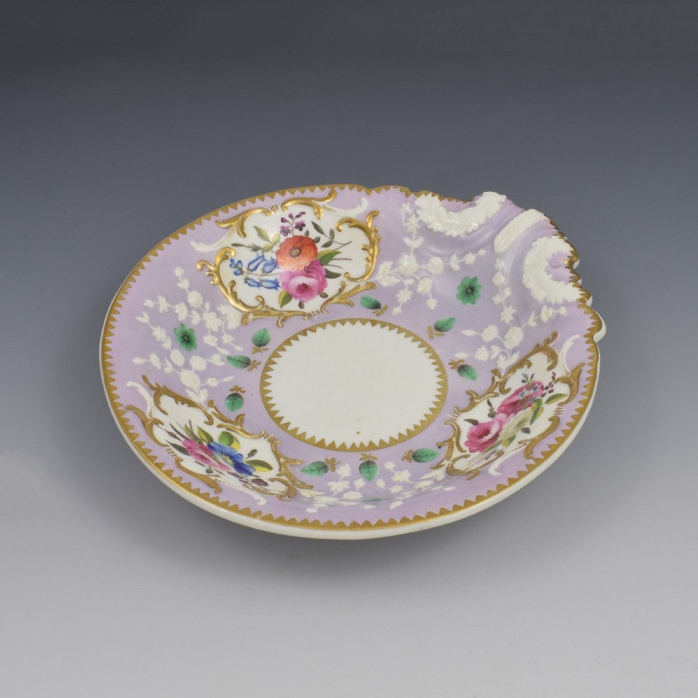 Regency English Ridgway Porcelain Acanthus Moulded Lilac Shell Dessert Dish c.1815 View VIII