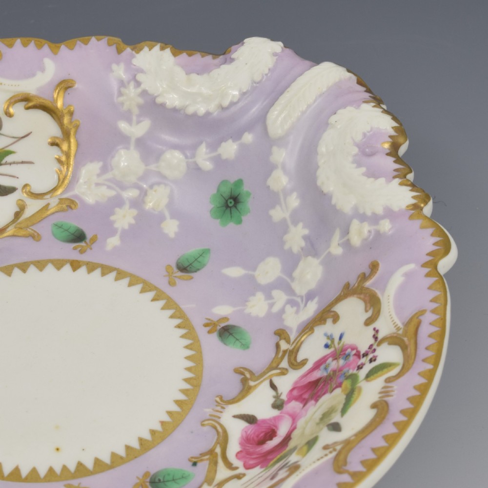 Regency English Ridgway Porcelain Acanthus Moulded Lilac Shell Dessert Dish c.1815 View IX